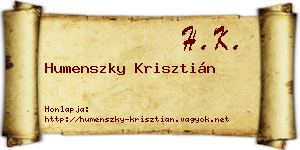 Humenszky Krisztián névjegykártya